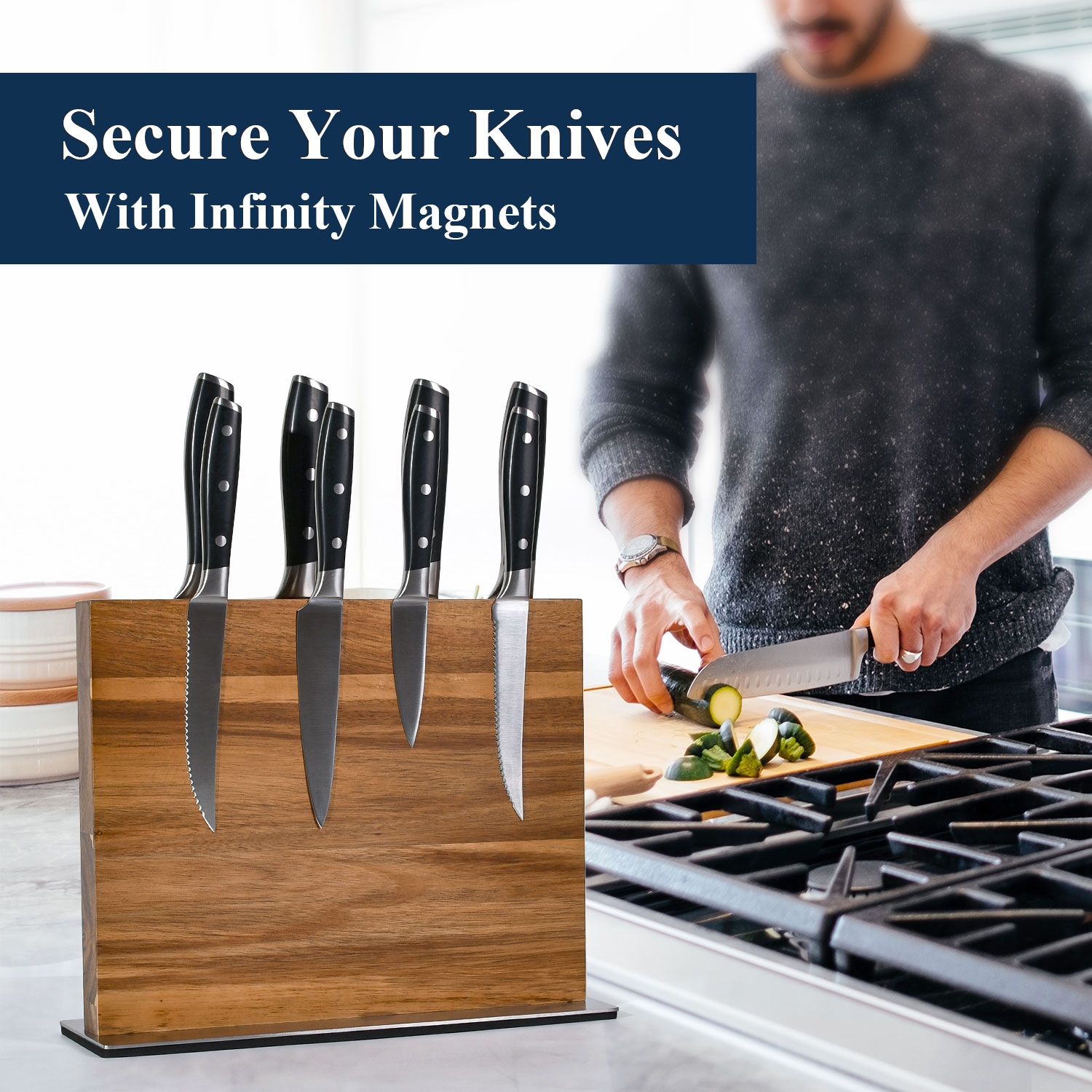 Commercial Kitchen Knife Holder - High Quality Magnetic Knife Block Powerful