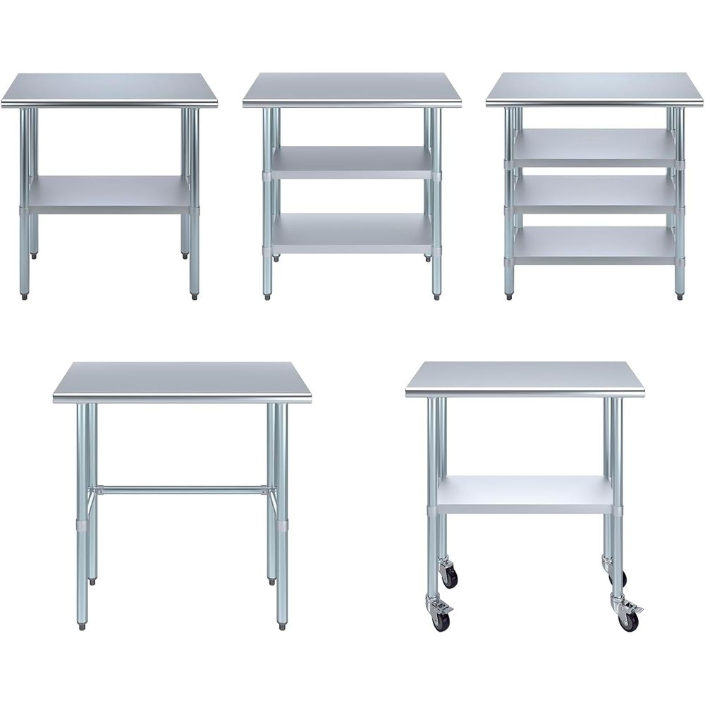 Commercial Kitchen Prep Table - StainlSteel Table + Add Casters |