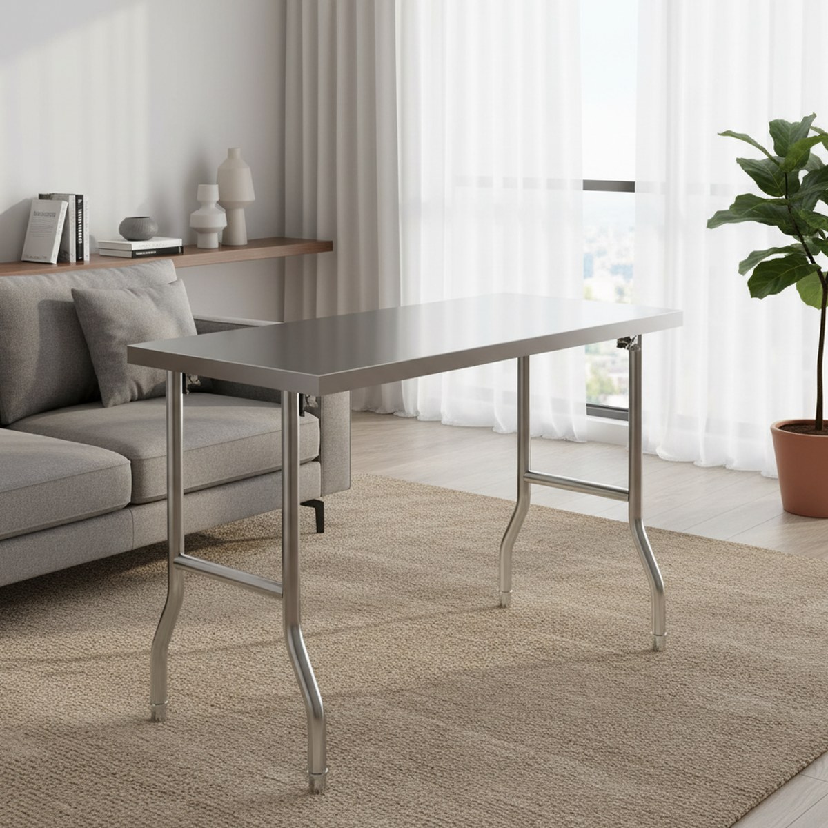 Commercial Kitchen Prep Table - Heavy Duty Stainless Steel Folding Prep