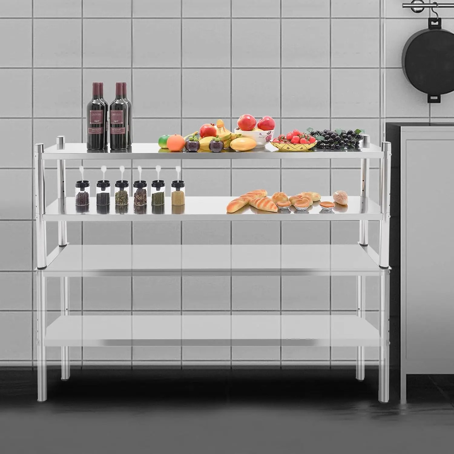 Stainless Steel Double Tier Ov - đánh giá và giá Commercial Kitchen Prep Table With Storage