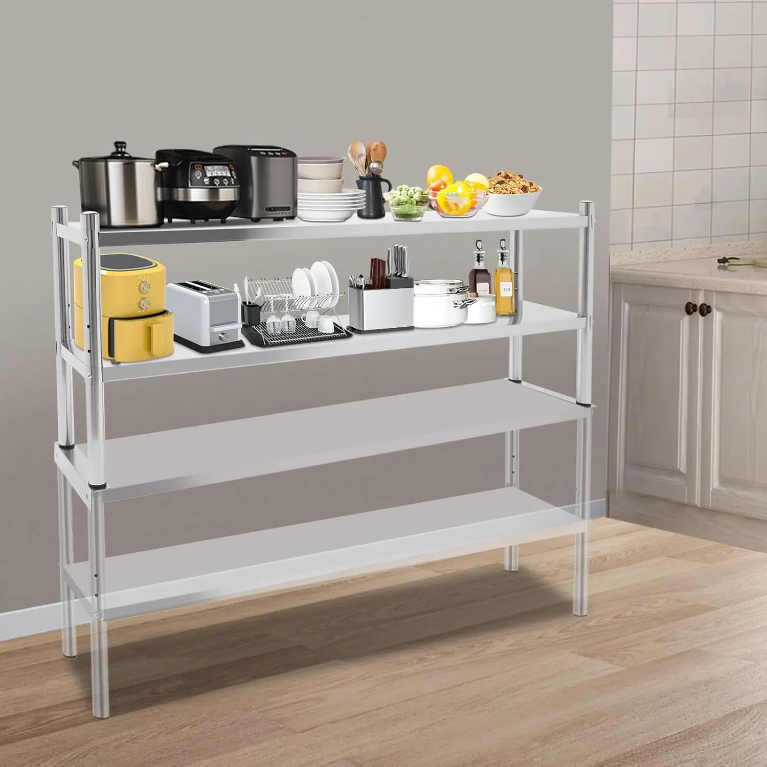 Stainless Steel Double Tier Ov - đánh giá và giá Commercial Kitchen Prep Table With Storage