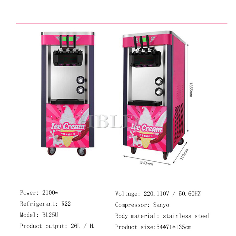Stainless Steel Soft Ice Cream - đánh giá và giá Commercial Kitchen Ice Machine
