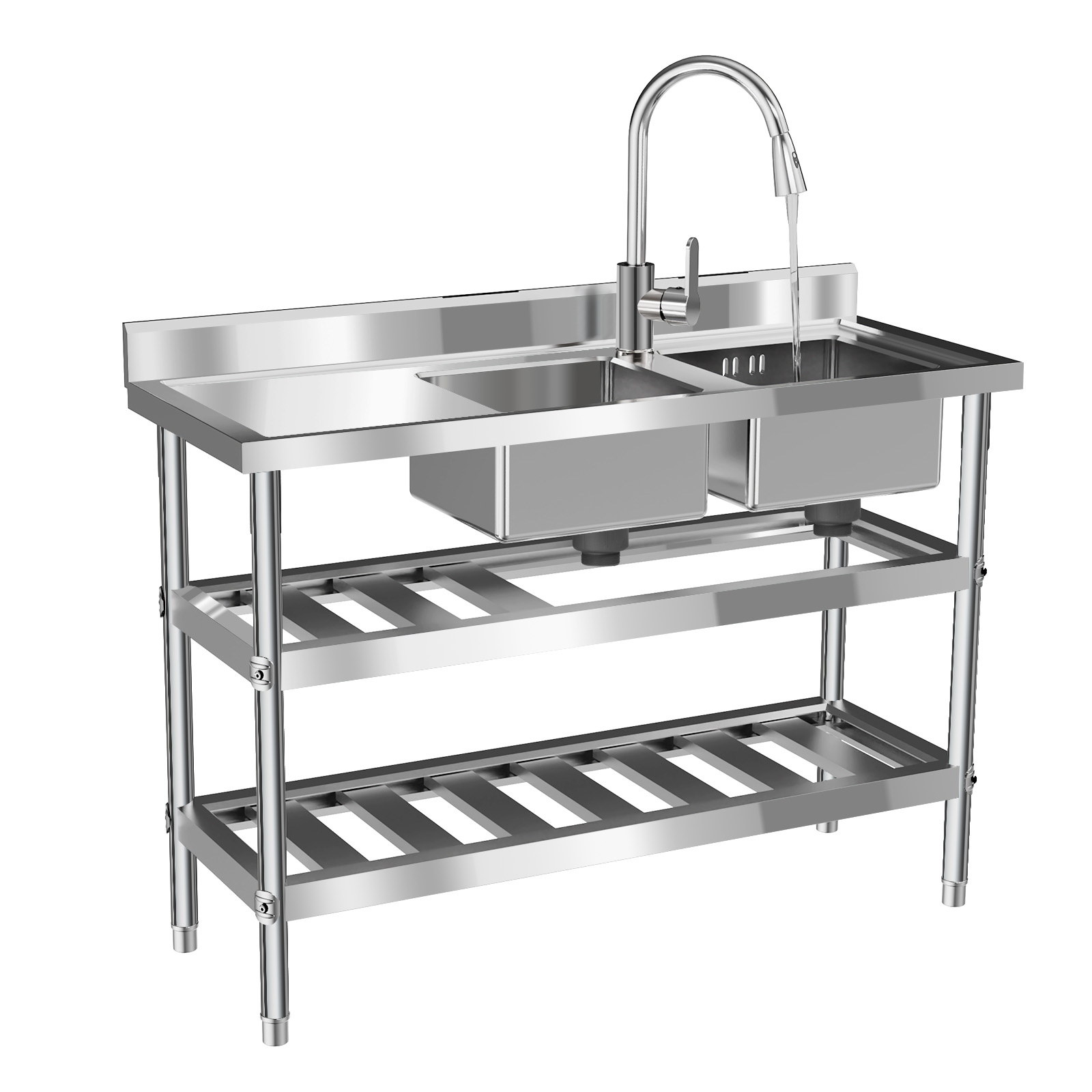 Commercial Restaurant Sink, St - đánh giá và giá Commercial Kitchen Prep Table With Storage