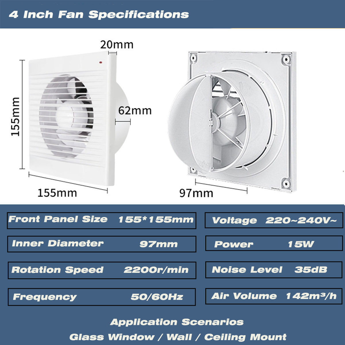 4 Inch Silent Window Mount Exh - đánh giá và giá Commercial Kitchen Ventilation