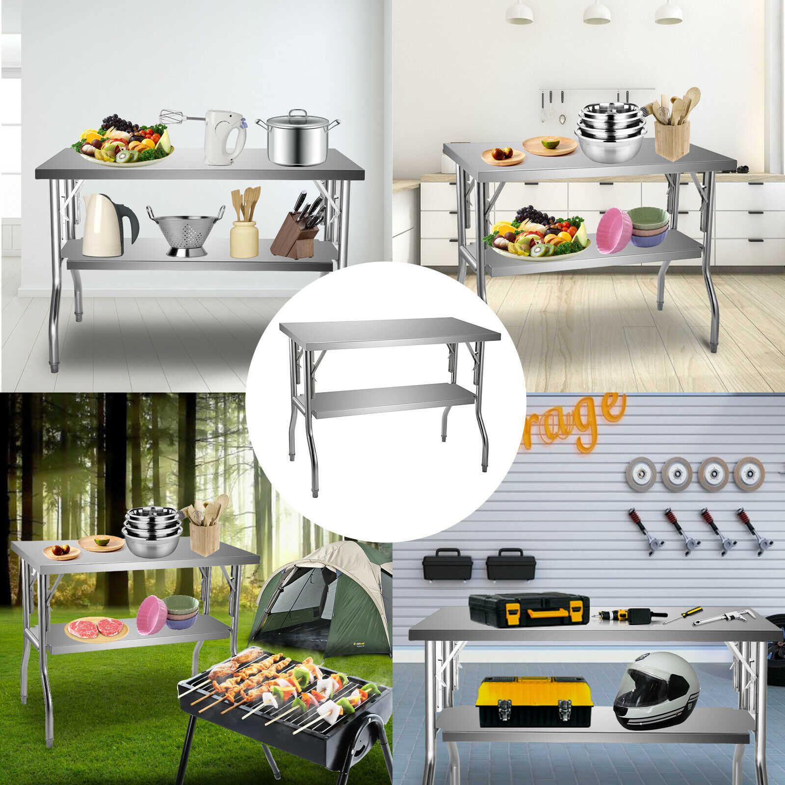 Single/Double-Shelf Profession - đánh giá và giá Commercial Kitchen Prep Table With Storage