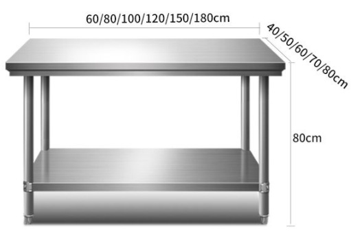 Stainless Steel Double Layer W - đánh giá và giá Commercial Kitchen Prep Table