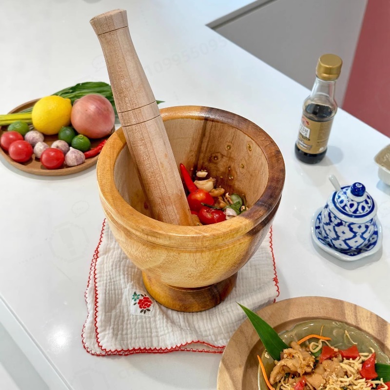 Natural Acacia Wood Mortar and - đánh giá và giá Commercial Kitchen Grinder