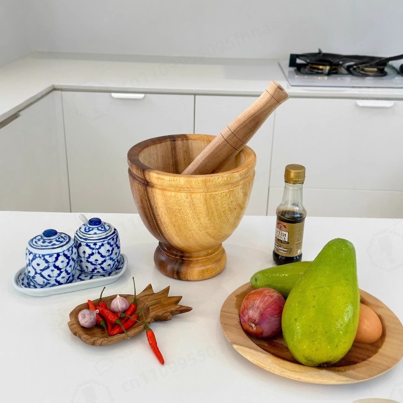 Natural Acacia Wood Mortar and - đánh giá và giá Commercial Kitchen Grinder