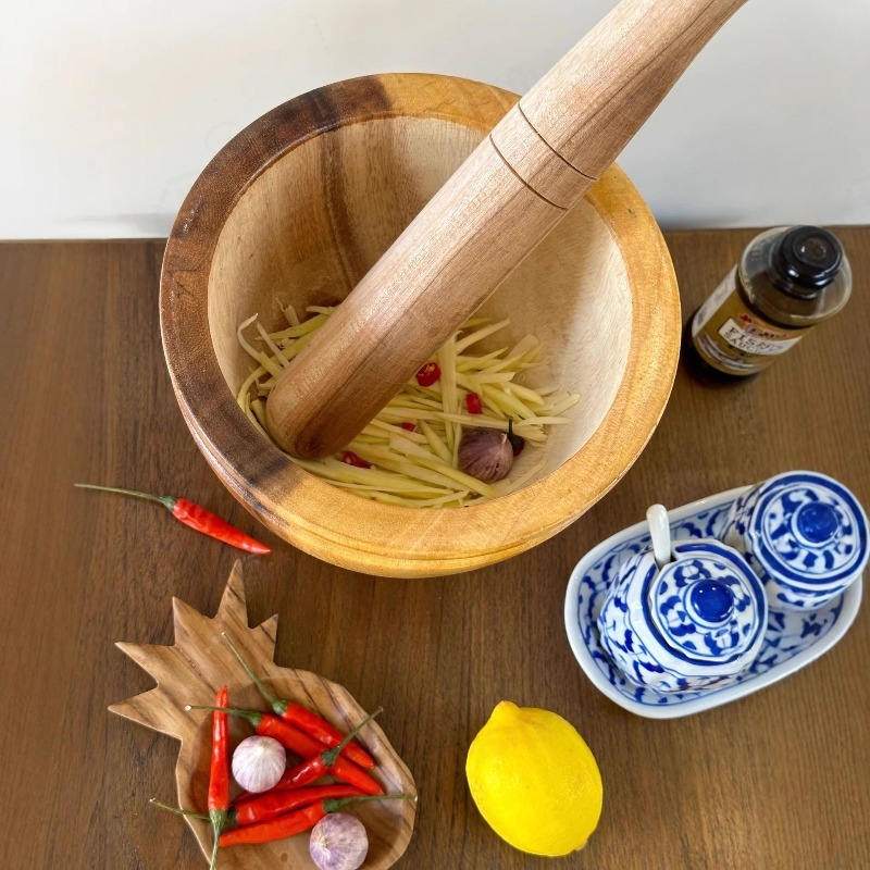 Natural Acacia Wood Mortar and - đánh giá và giá Commercial Kitchen Grinder