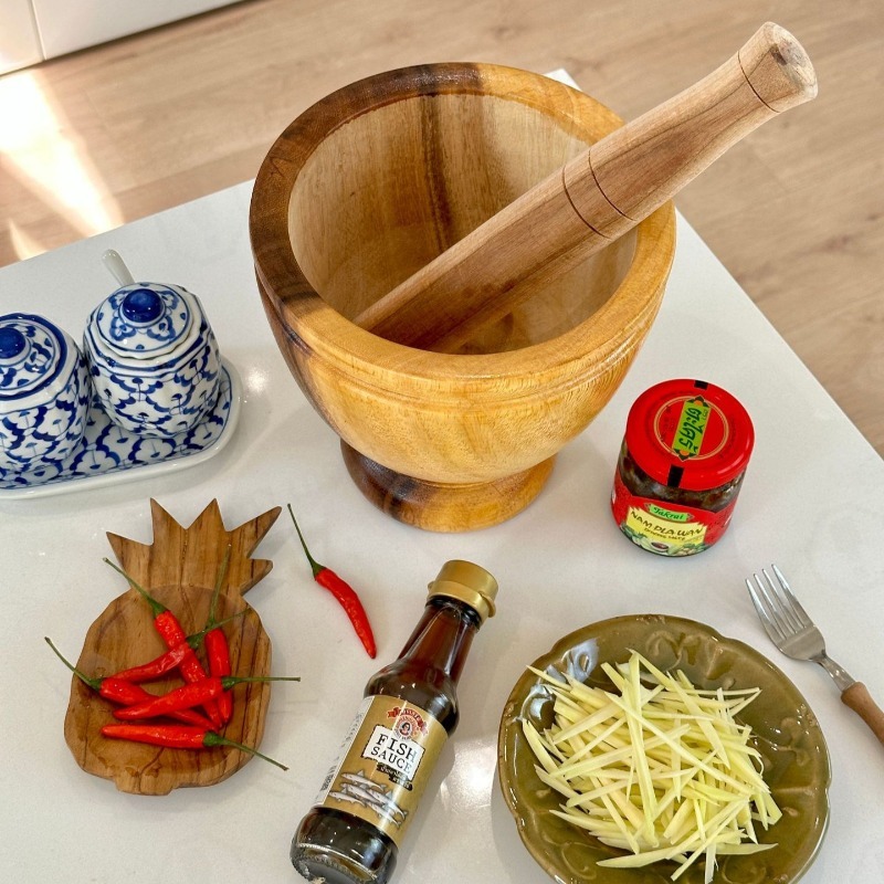 Natural Acacia Wood Mortar and - đánh giá và giá Commercial Kitchen Grinder