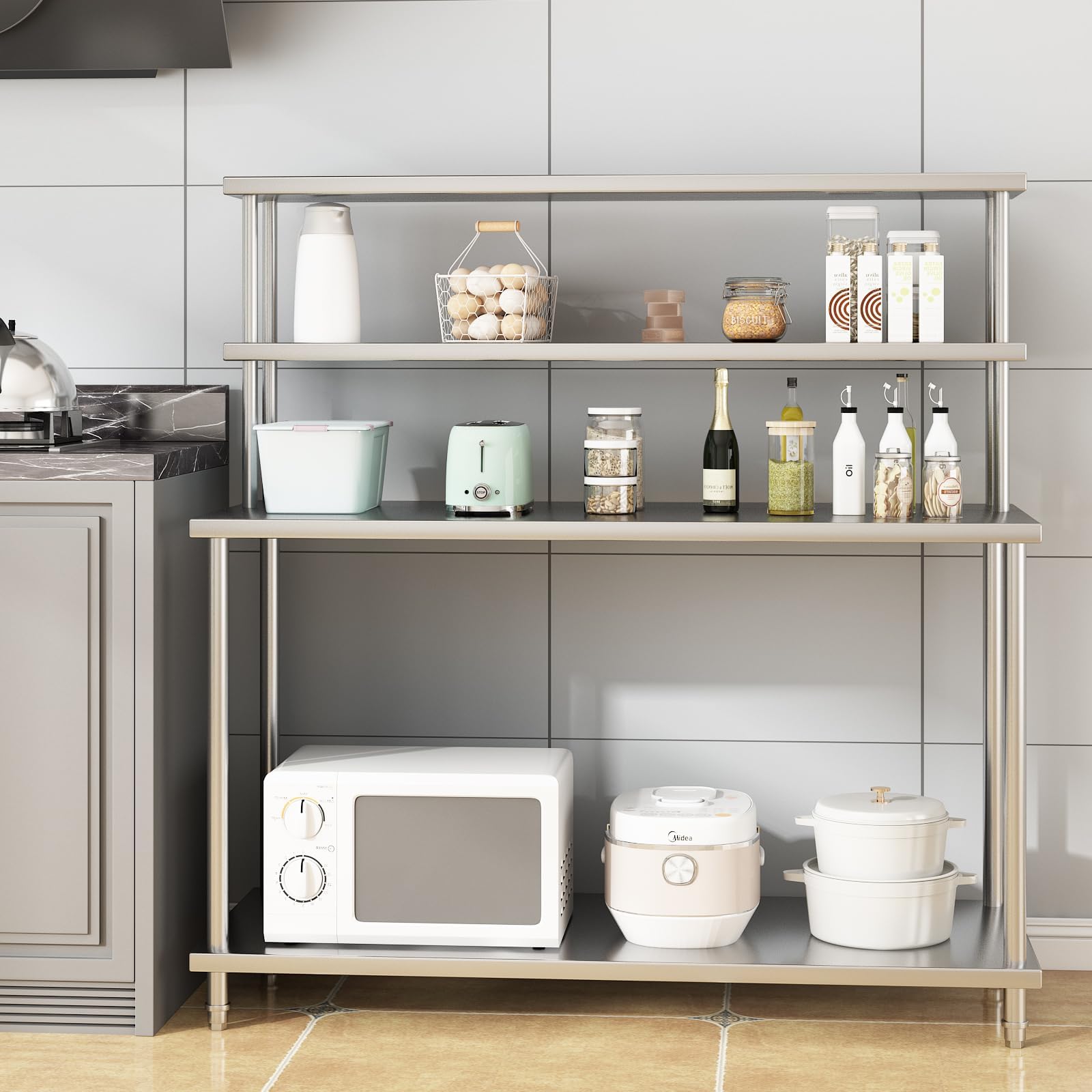 Stainless Steel Table with Ove - đánh giá và giá Commercial Kitchen Prep Table With Storage