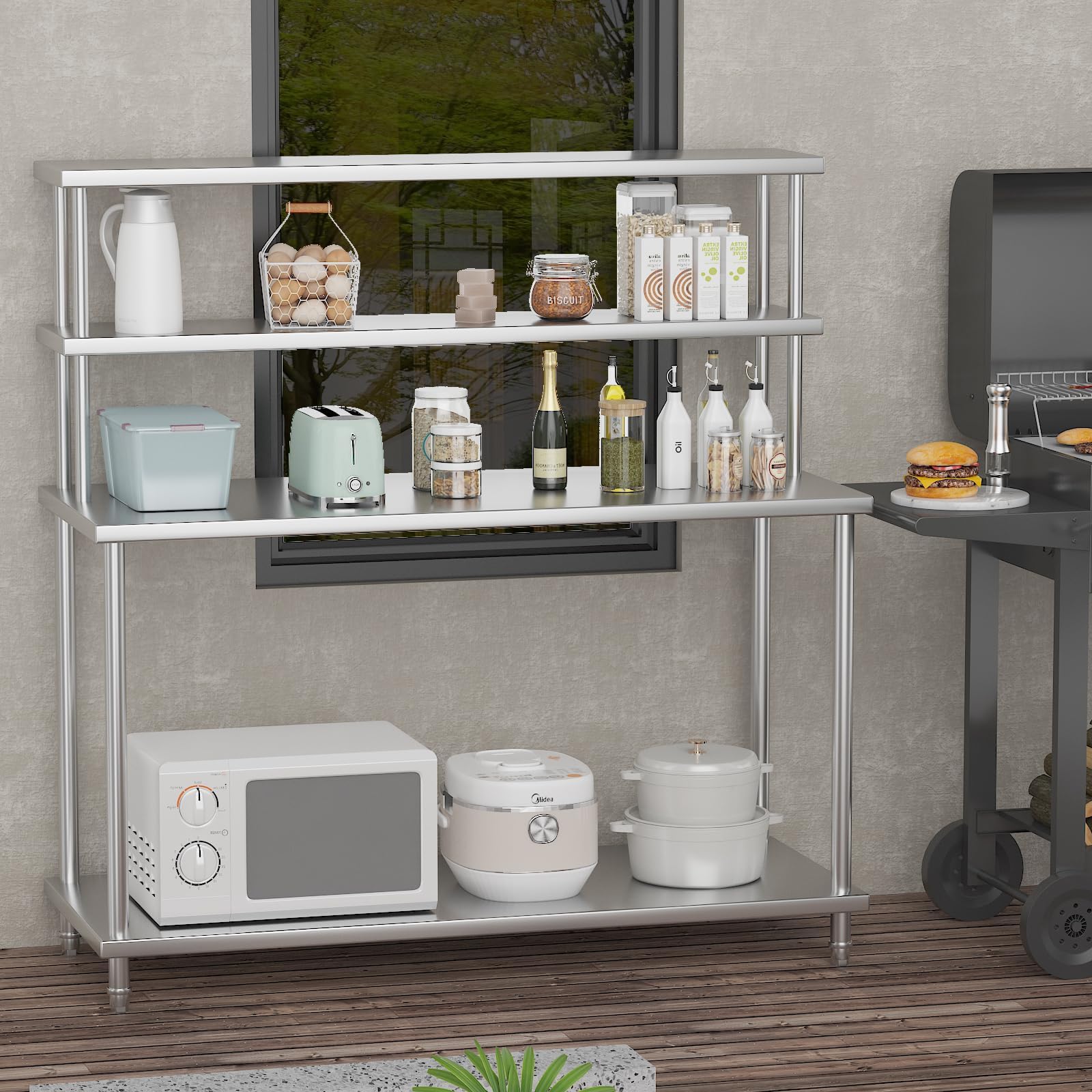 Stainless Steel Table with Ove - đánh giá và giá Commercial Kitchen Prep Table With Storage