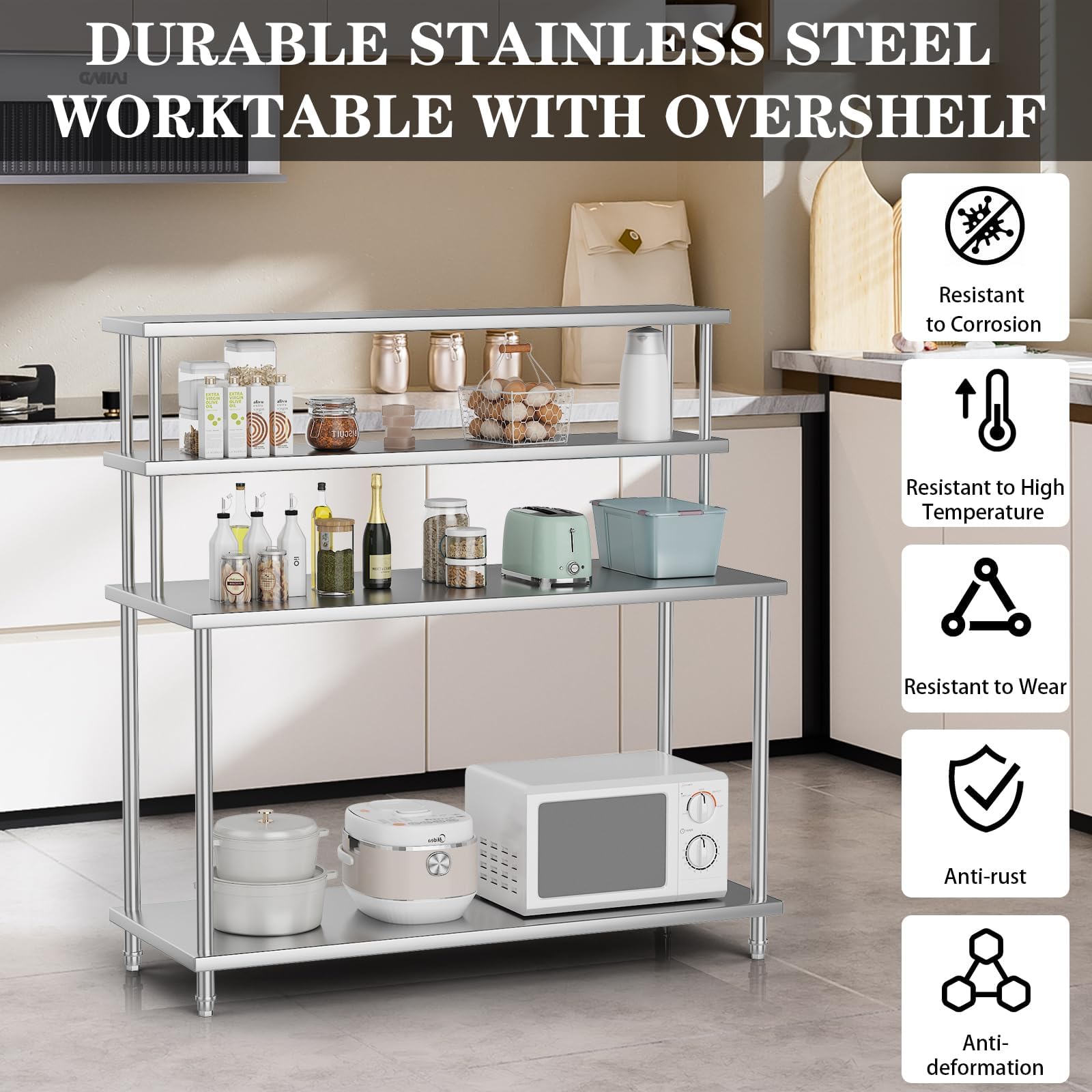 Stainless Steel Table with Ove - đánh giá và giá Commercial Kitchen Prep Table With Storage